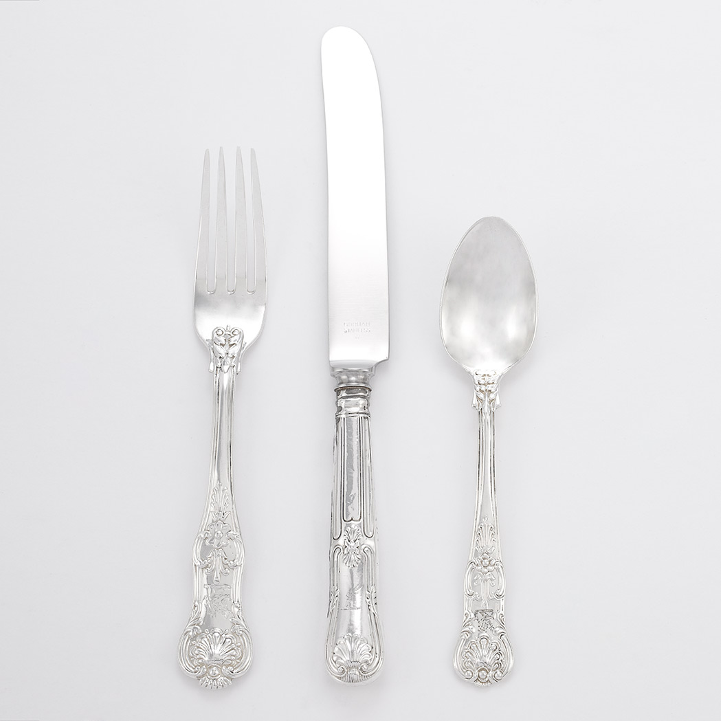 Appraisal: George IV Silver Flatware Service Marks partially rubbed London circa