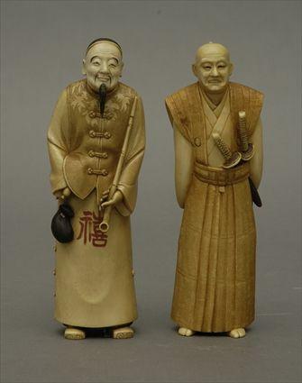 Appraisal: Pair of Chinese Composition Male Figures in x in