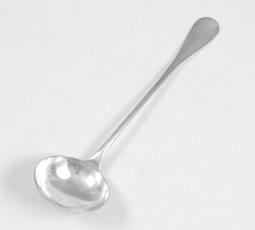 Appraisal: HENIN CIE FRENCH SILVER LADLE Stippled handle end embossed monogrammed