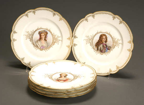 Appraisal: Set of Six S vres-Type Portrait Cabinet Plates Circa Each