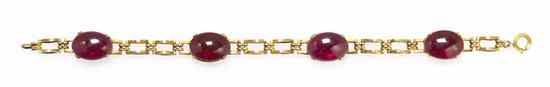 Appraisal: A Karat Yellow Gold and Garnet Link Bracelet containing four