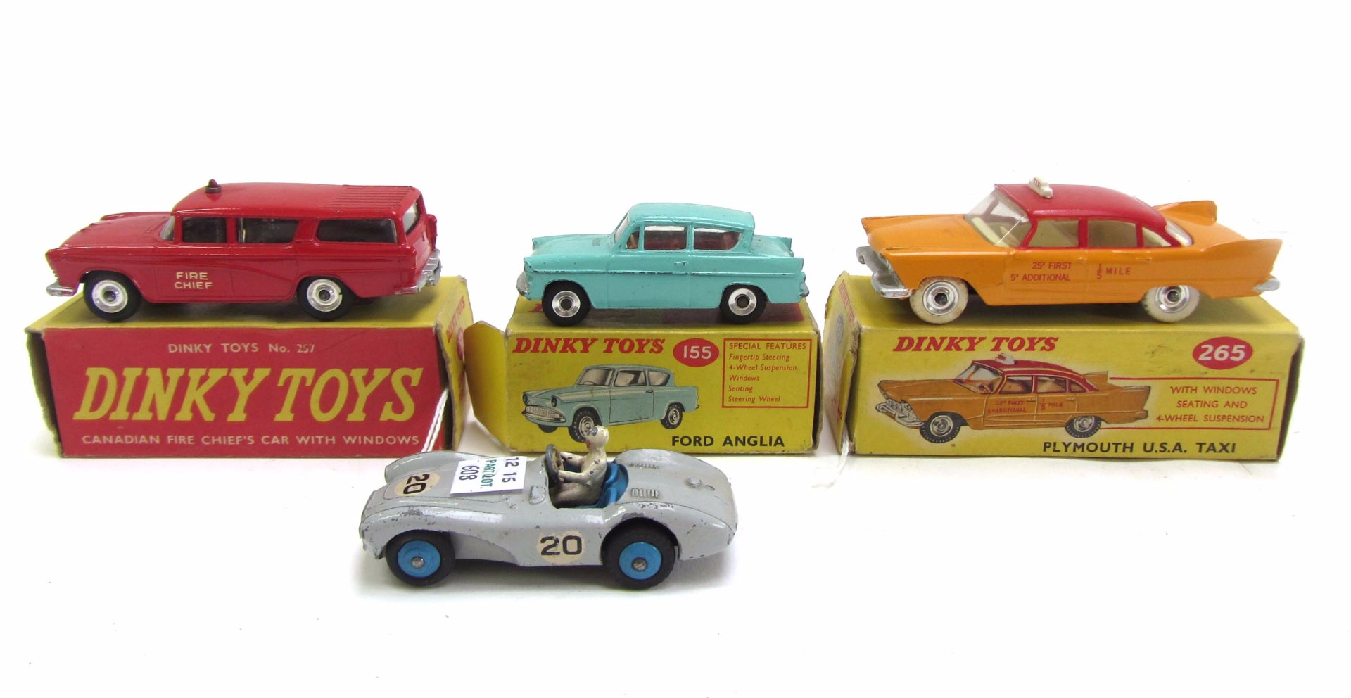 Appraisal: Four Dinky die-cast vehicles comprising Canadian Fire Chief's car Plymouth