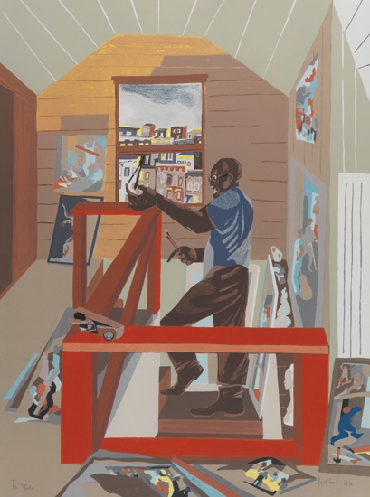 Appraisal: JACOB LAWRENCE - The Studio Color lithograph on BFK Rives