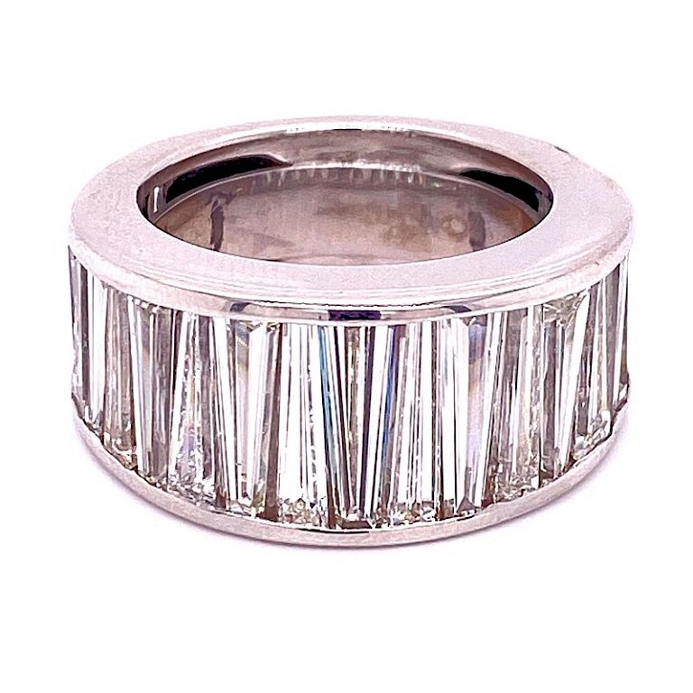 Appraisal: Baguette Diamond Wide Band Ring Karat White abulous wide tapered