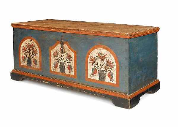 Appraisal: Pennsylvania painted pine dower chest late th c attributed to