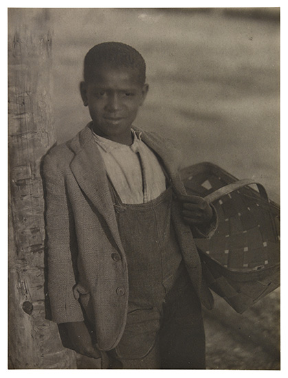 Appraisal: ULMANN DORIS - Untitled boy with basket Platinum print x