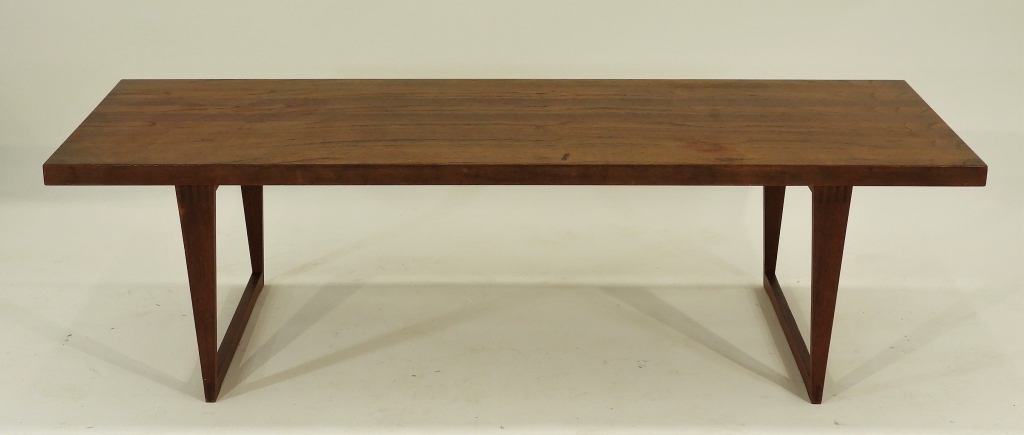 Appraisal: DANISH MODERN SOLID WALNUT TAPERED LEG SOFA TABLE Denmark th