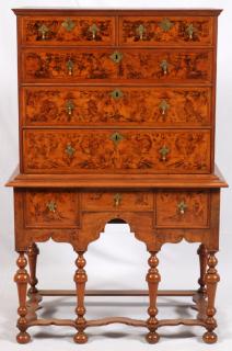 Appraisal: WILLIAM MARY OYSTER WALNUT HIGHBOY TH C WILLIAM MARY OYSTER