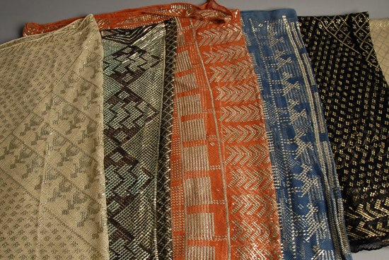 Appraisal: Six E th C Ladies Shawls' each with metal woven