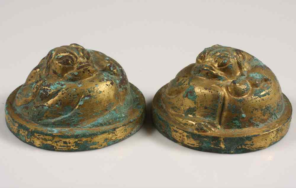 Appraisal: PAIR CHINESE SCROLL WEIGHTS - Pair of Early Chinese Gilt