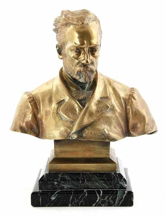 Appraisal: Horace Daillion French - LOUIS PASTEUR bronze with gold patina