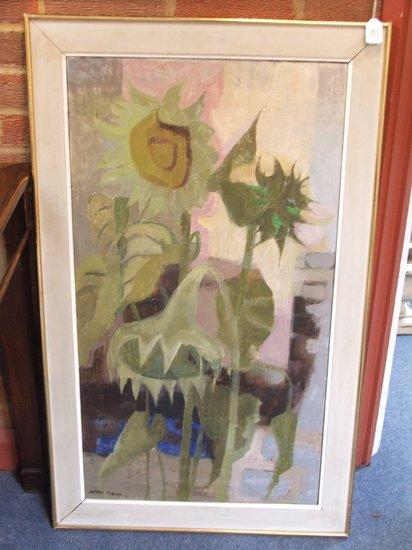 Appraisal: DAPHNE FEDARB - 'Sunflowers' signed and dated oils on canvas