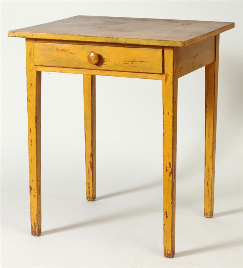 Appraisal: Yellow Painted Single-Drawer Side Table x x in Estimate -