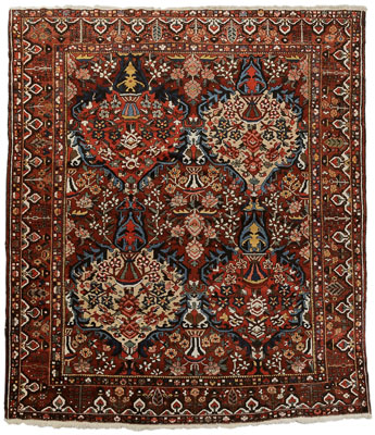 Appraisal: Baktiari Carpet Persian mid th century five interlocking cartouches with