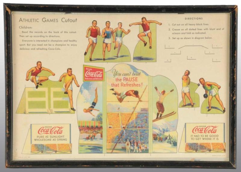 Appraisal: Cardboard Coca-Cola Athletic Games Cut-Out Piece Description Never used with