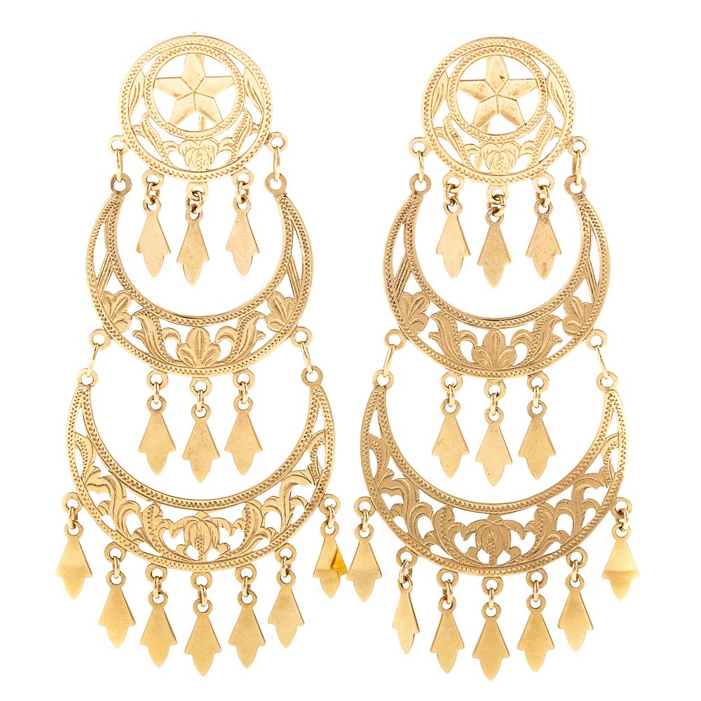 Appraisal: A Pair of Chandelier Earrings in K K yellow gold