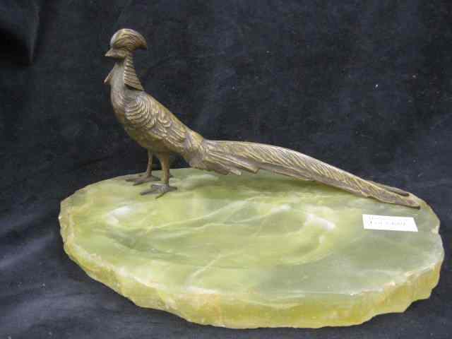 Appraisal: Bronze Figurine of a Pheasant on Onyxdish base deco era