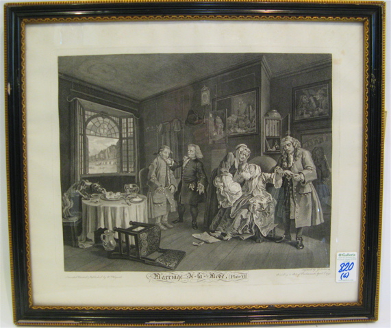 Appraisal: WILLIAM HOGARTH SUITE OF SIX ORIGINAL ENGRAVINGS British - Marriage-A-La-Mode