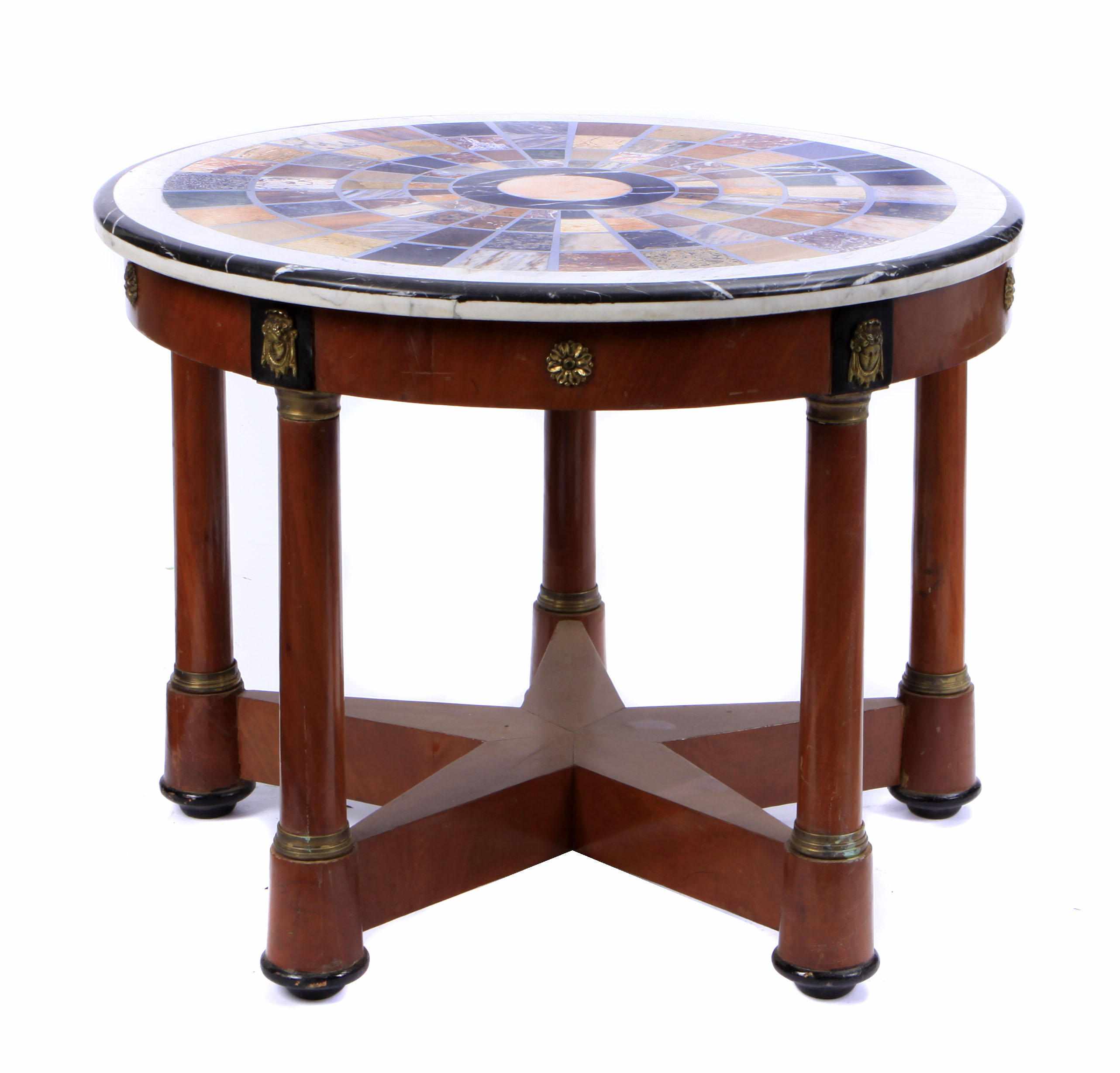 Appraisal: An Empire style gilt metal mounted table height in diameter