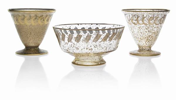 Appraisal: Three Daum Nancy glass footed bowls circa clear glass with