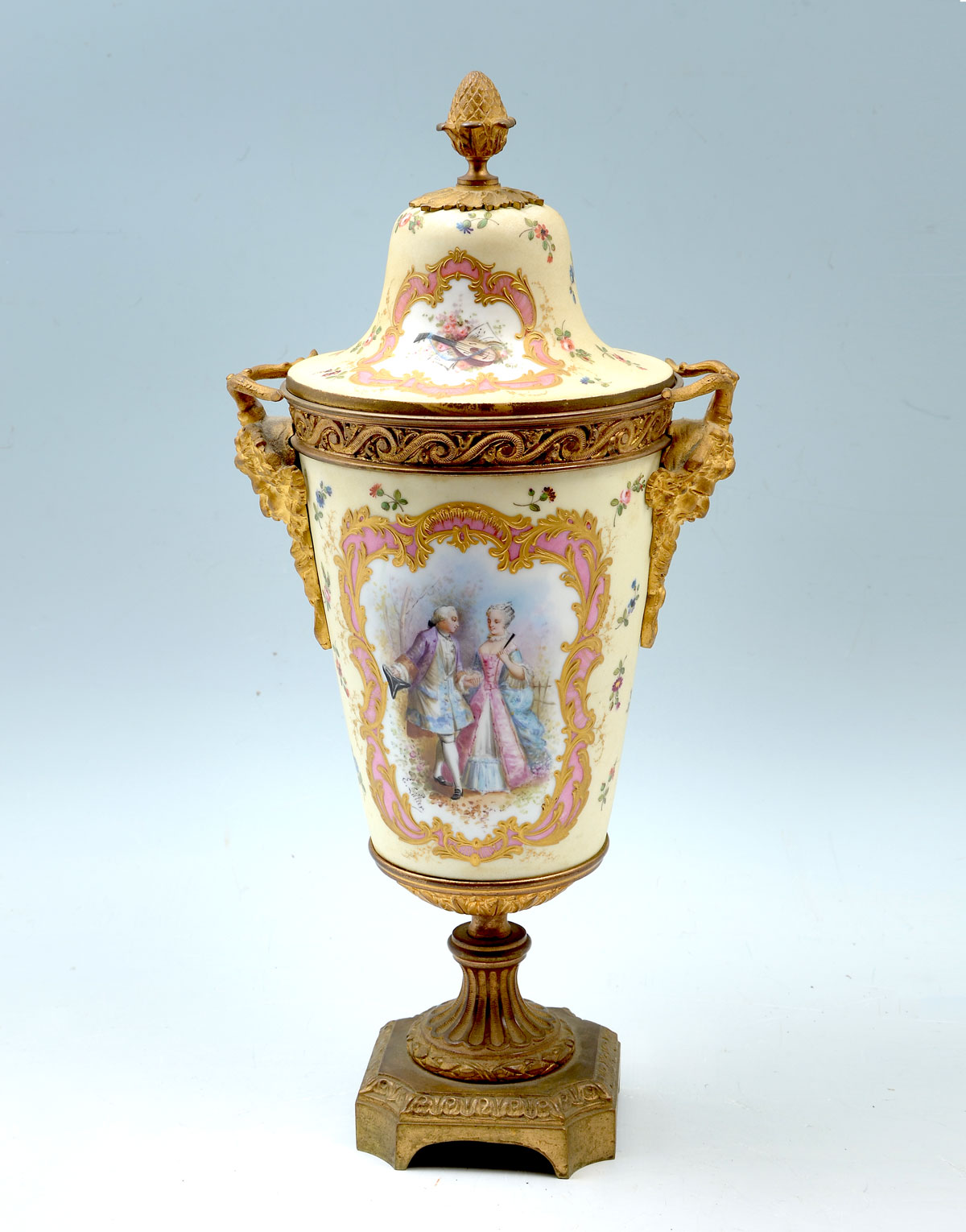 Appraisal: SEVRES BACCHUS ORMOLU MOUNTED COVERED URN Large Sevres porcelain vase