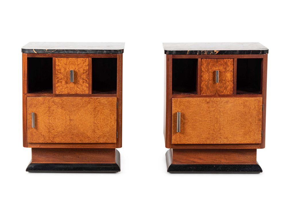 Appraisal: Art Deco Style Mid th Century Pair of Night Stands