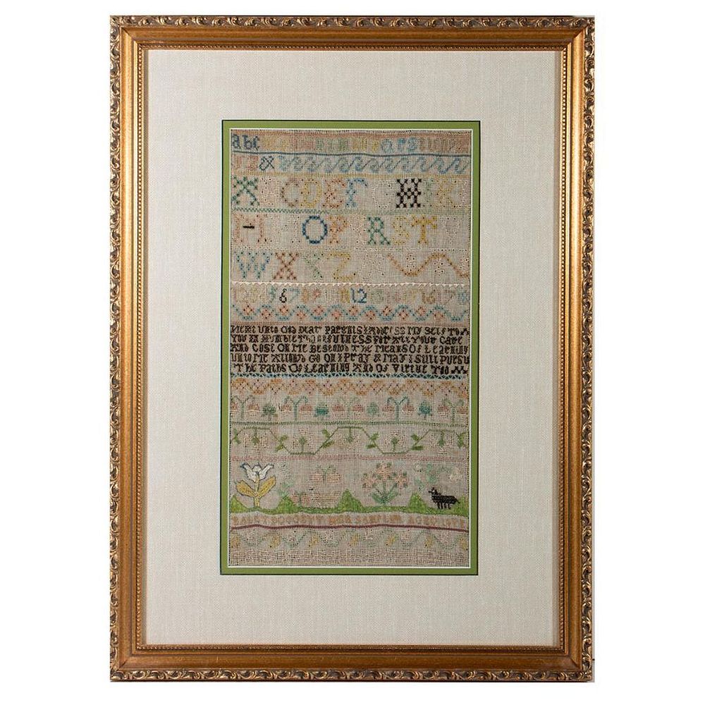 Appraisal: American Sampler th Century Alphabets in cross stitch on linen