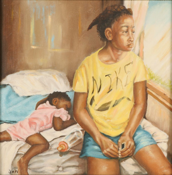 Appraisal: Derrick Woodford American b Lookin' for Mama oil on board