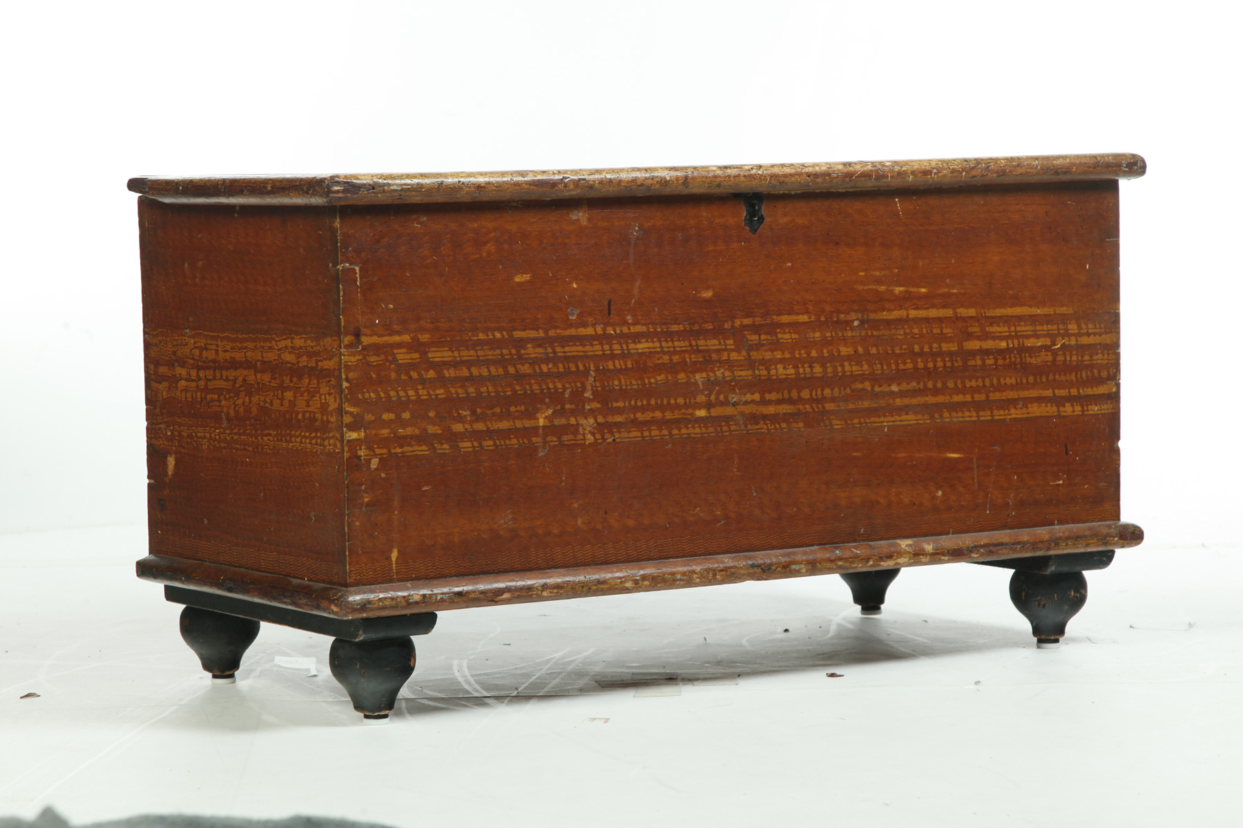 Appraisal: COUNTRY GRAIN DECORATED BLANKET CHEST American mid th century pine