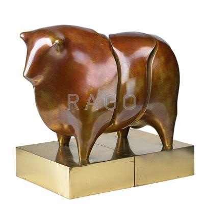 Appraisal: FRANCISCO BARON - Two-part bull sculpture Spain s Patinated bronze