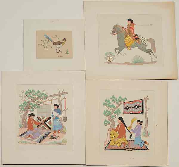 Appraisal: Navajo Harrison Begay Silkscreens group of includes two weaving scenes