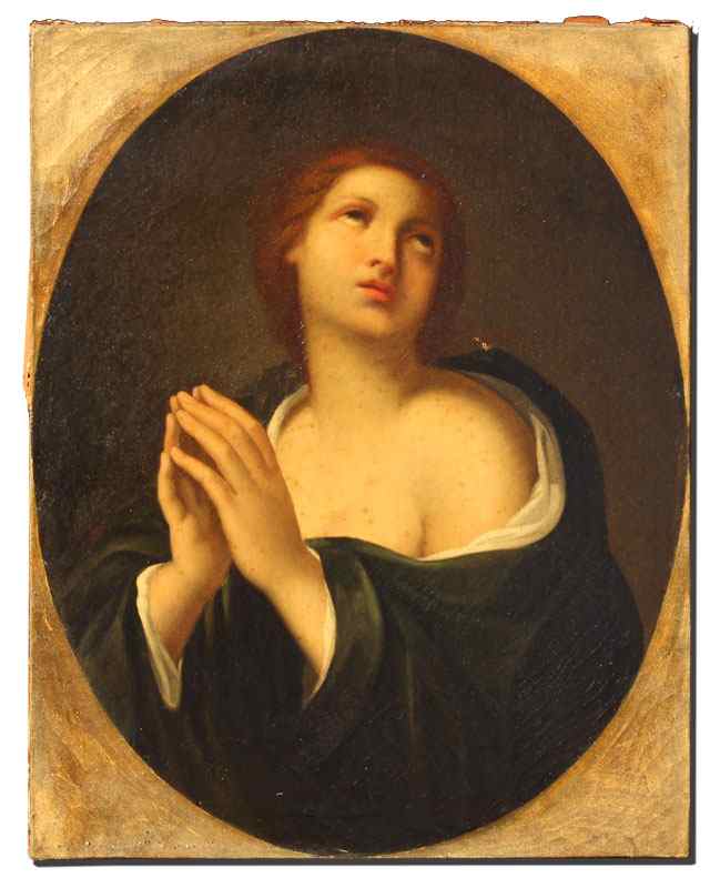 Appraisal: TH C OLD MASTER QUALITY PAINTING OF A WOMAN PRAYING