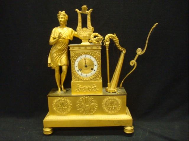 Appraisal: Gilt-Bronze French Empire Clock with god Apollo and His Attributes