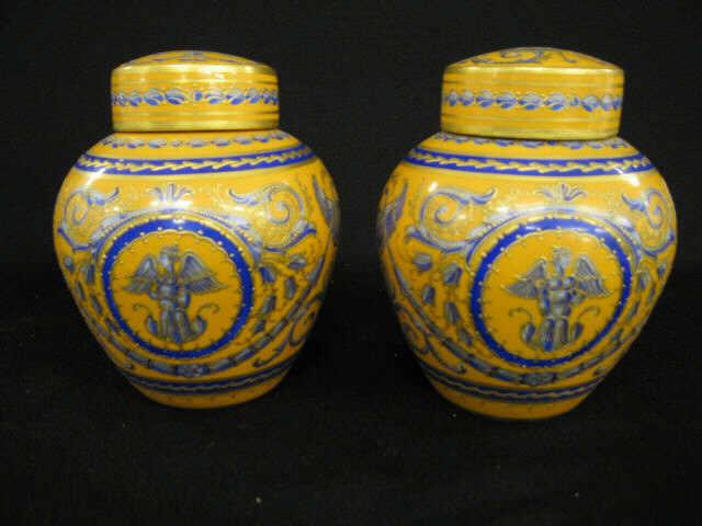 Appraisal: Pair of Sevres Porcelain Cannisters tea caddy size neoclassical blue