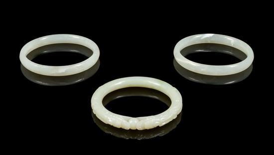 Appraisal: Sale Lot A Group of Three Plastic Imitating Jade Bangles