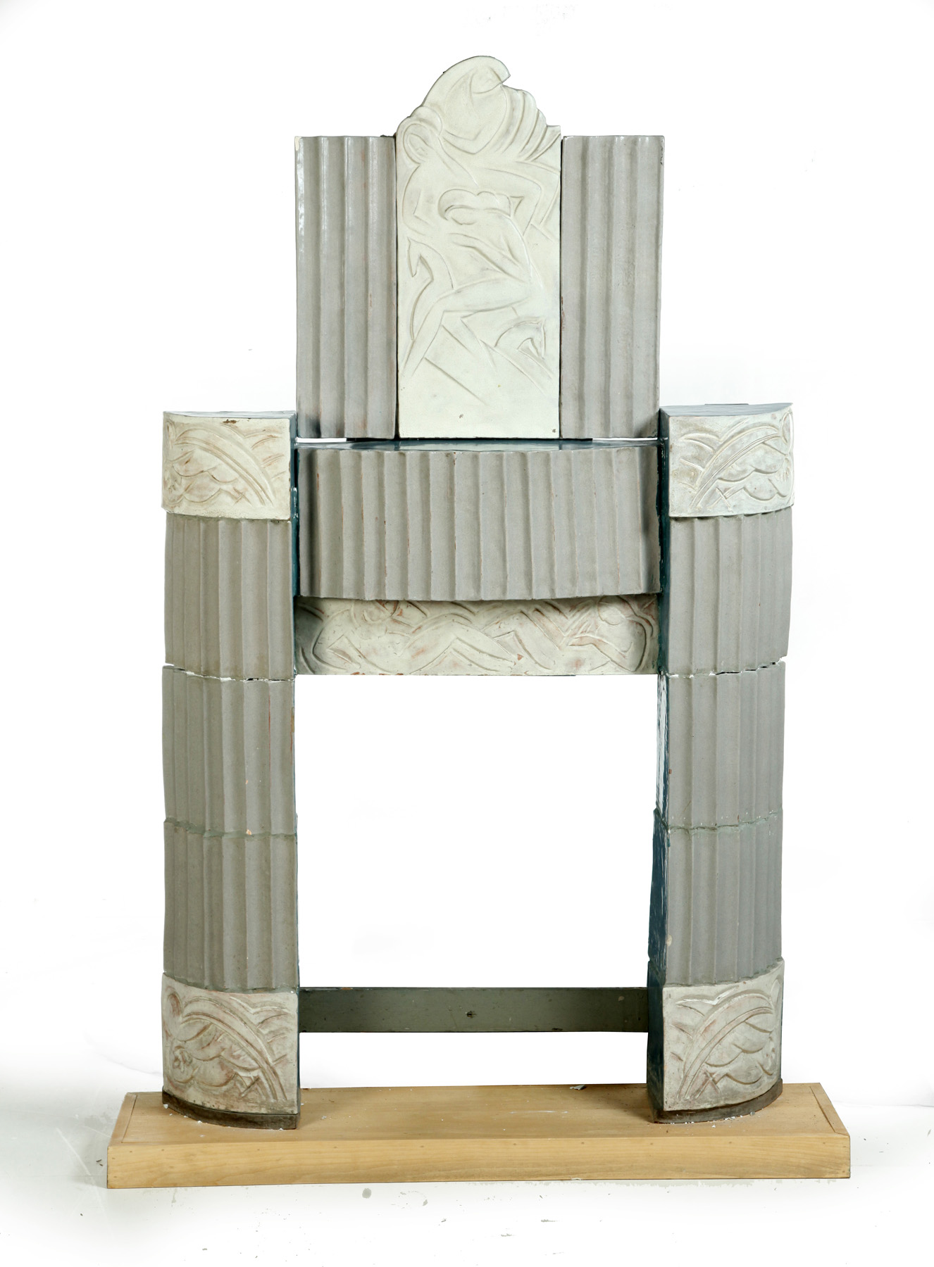 Appraisal: ART DECO CERAMIC FIREPLACE BY JUANITA GONZALES LOUISIANA - Fluted