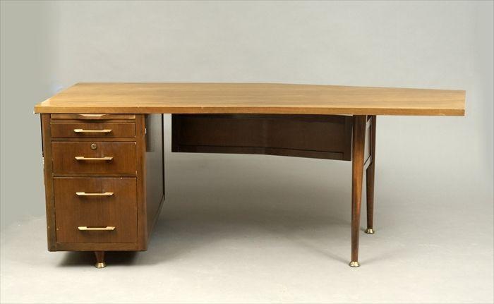 Appraisal: Mid-Century Modern Walnut Desk Leopold Company Burlington Iowa Labeled x