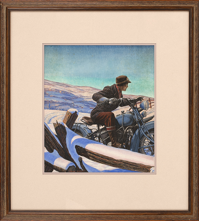 Appraisal: PAUL L RABUTAmerican - Man on an early motorcycle Signed