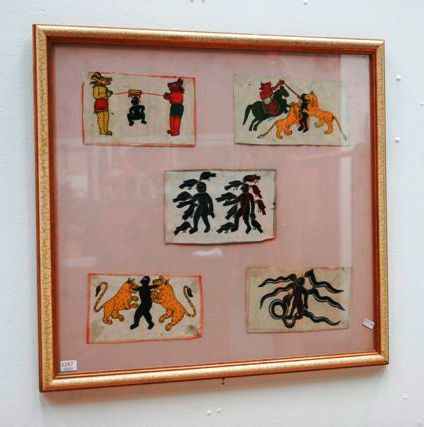 Appraisal: Five miniature paintings framed together Patala each painting depicting a