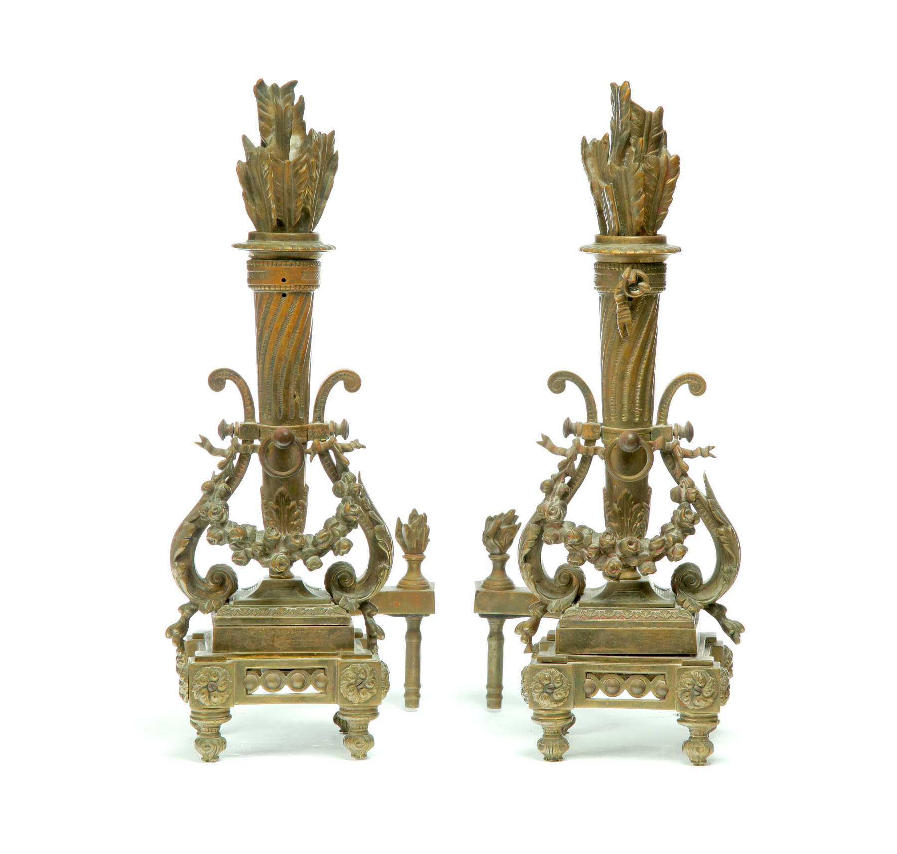 Appraisal: PAIR OF BRASS ANDIRONS American or European late th-early th