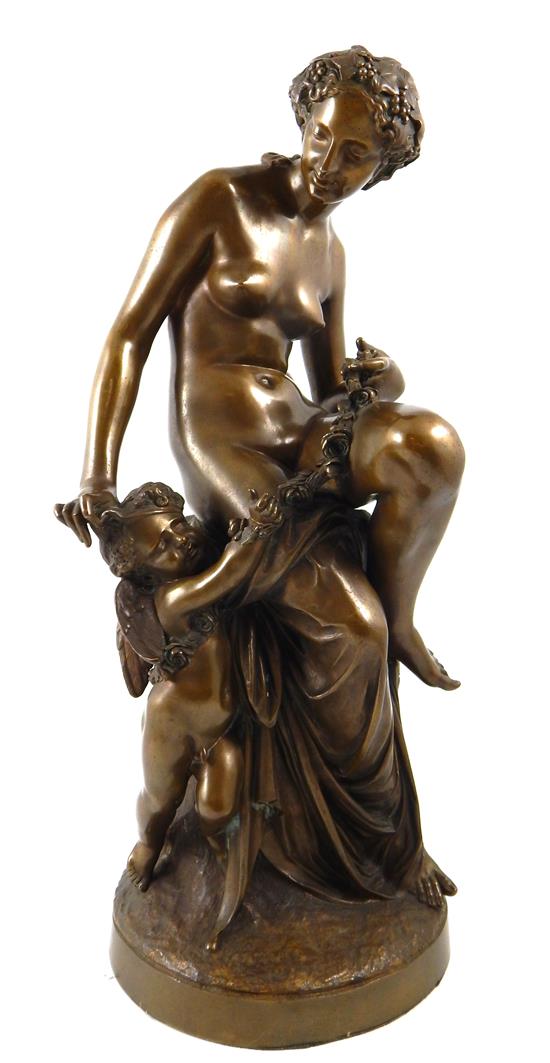 Appraisal: T Marcelli th th C bronze sculpture depicting Classical nude