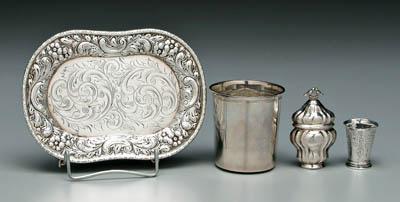 Appraisal: Four silver items French silver cup round with flared rim