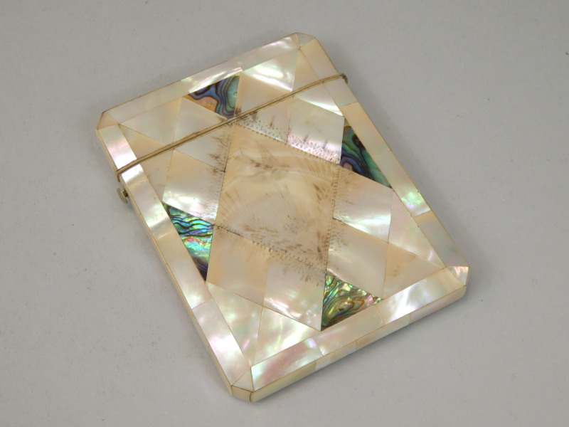 Appraisal: A thC mother of pearl rectangular card case cm x