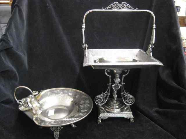 Appraisal: Victorian Silverplate Compotes large basket style by James Tufts and