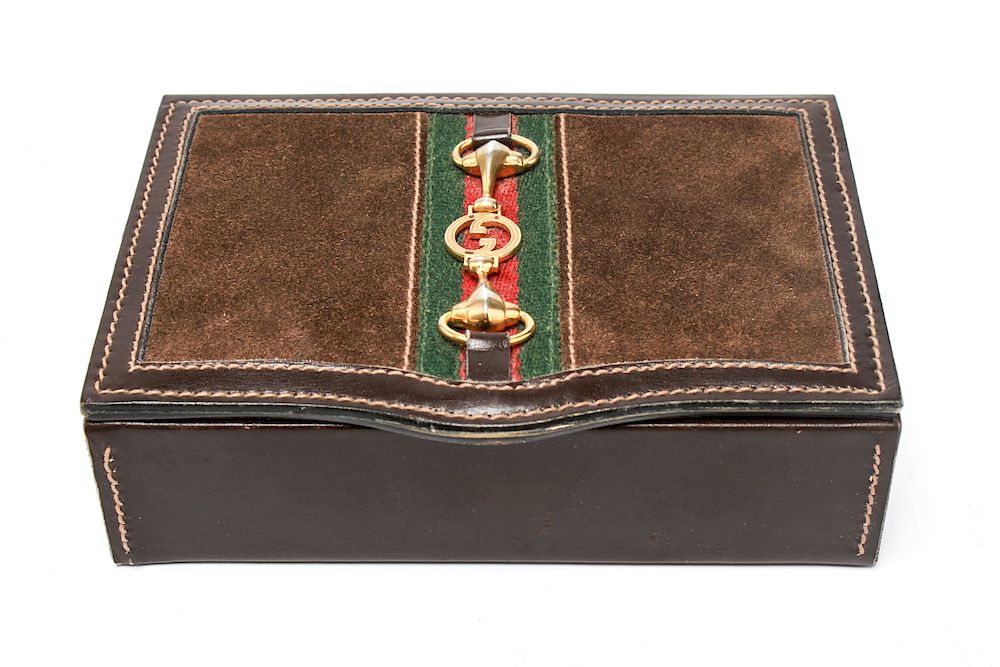 Appraisal: Gucci Leather Trinket Jewelry Box Gucci leather trinket jewelry box