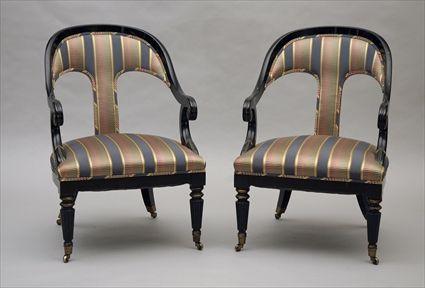 Appraisal: Pair of Regency-Style Painted and Parcel-Gilt Tub Chairs