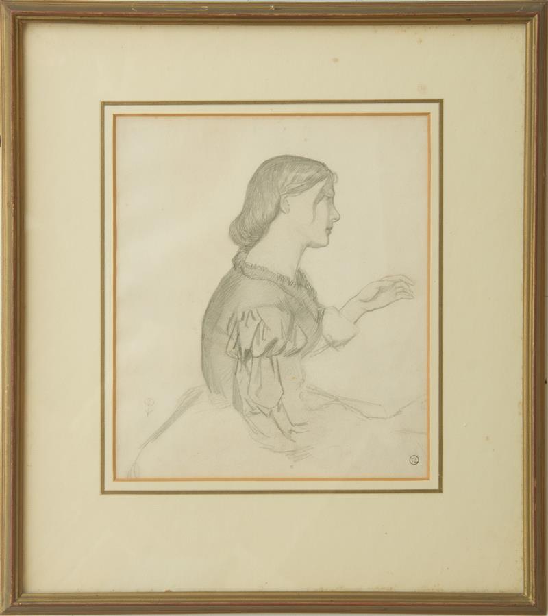 Appraisal: VALENTINE PRINSEP - STUDY OF A YOUNG GIRL Pencil on