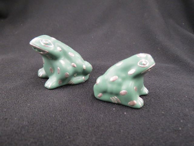 Appraisal: Emilia Castillo Pottery Frog Salt and Pepper silver overlay famous