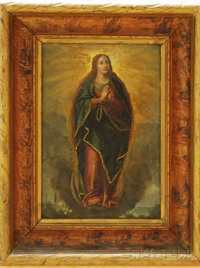 Appraisal: Continental School th Century Virgin Mary Unsigned Oil on copper