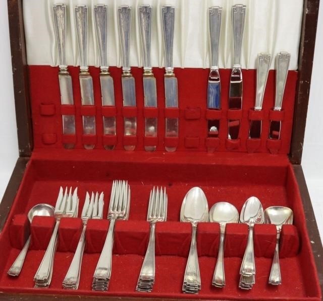 Appraisal: STERLING SILVER FLATWARE SET BY GORHAM ETRUSCANPATTERN PATENTED PIECES TO